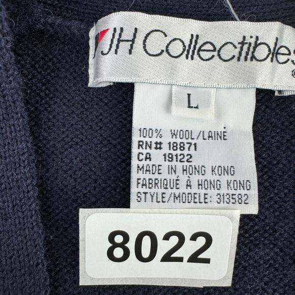 VTG JH Collectibles Blue Wool Fair Isle Beaded Button-Up Sweater Vest Size Large - Picture 13 of 13